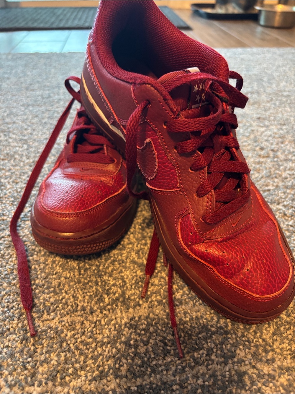 Nike Kids Burgundy Red Lace-Up Sneakers